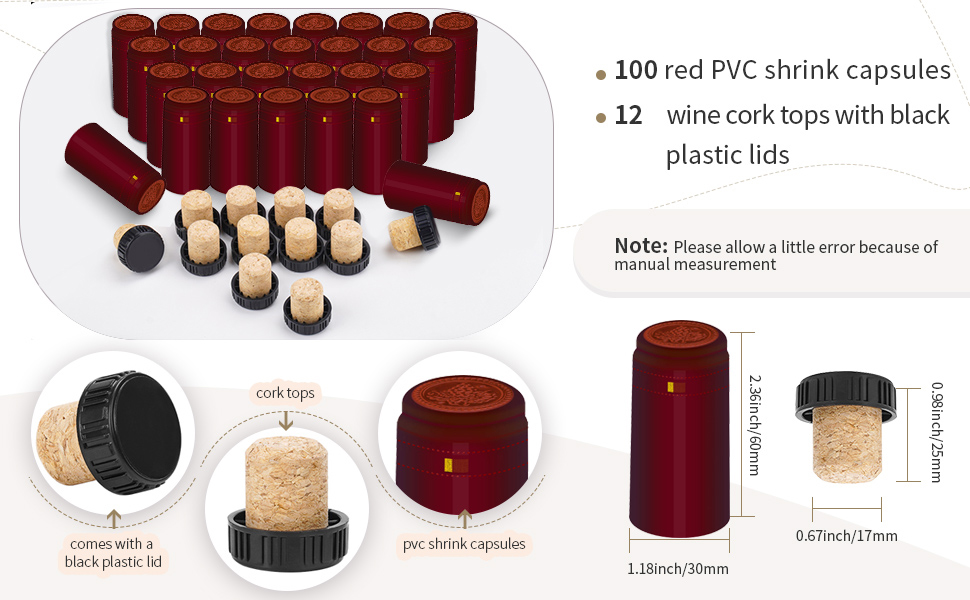 ZHBWOW Shrink Wine Bottle Caps for Sealing Heat Wrap Sleeves with PVC Seals for