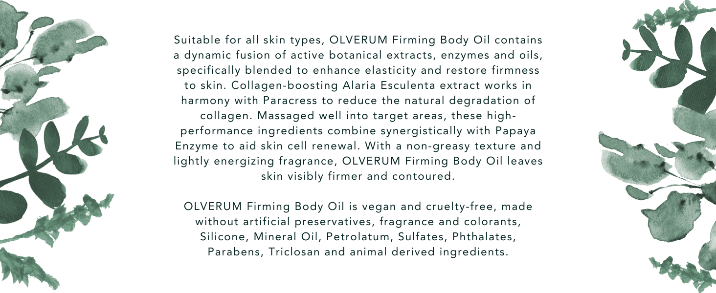 Suitable for all skin types. Non-greasy texture & energizing fragrance. Leaves skin firm & contoured