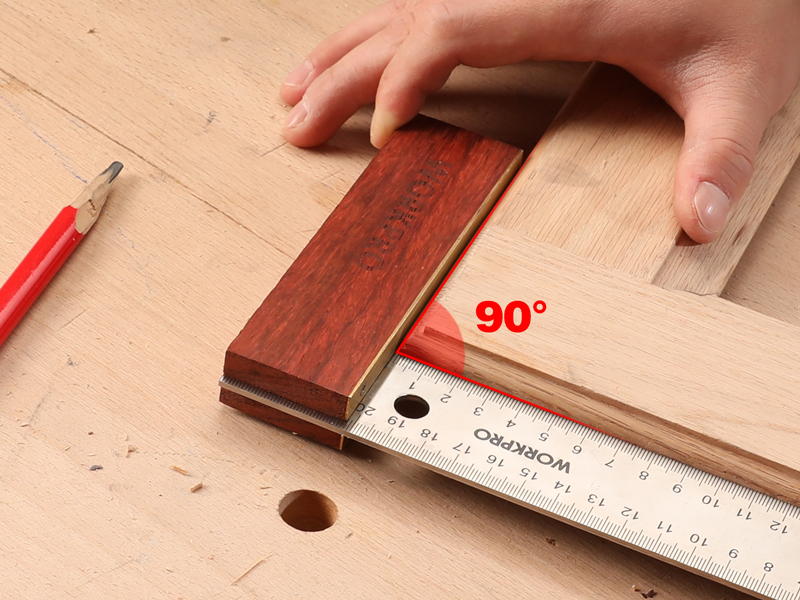 WORKPRO Jeu De 2 Equerres De Menuisier, Equerre 200 Mm Et Fausse Equerre 230 Mm Avec Lame En Acier Inoxydable Et Manche En Bois Rouge Idéal Pour Menuisier, Charpentier Et Travail Du Bois 15 Angle Droit Précis à 90°