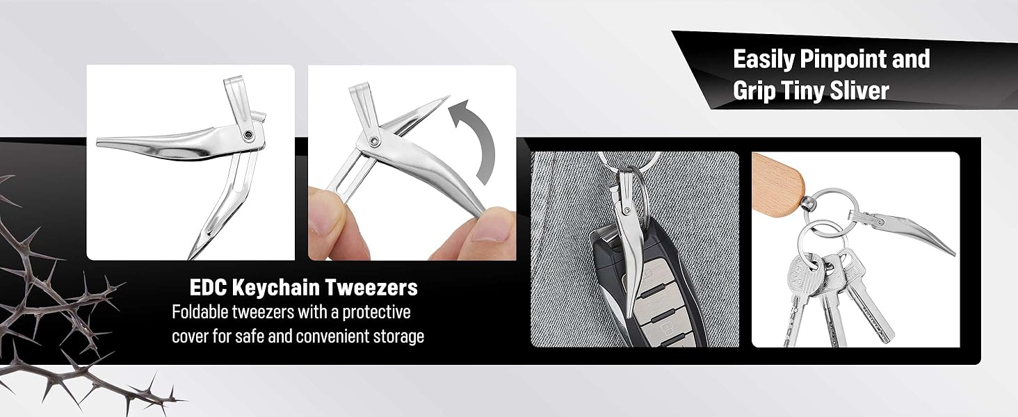 splinter removal kit, edc tool kit, edc tweezers, keychain tweezers, pocket tweezers, durox