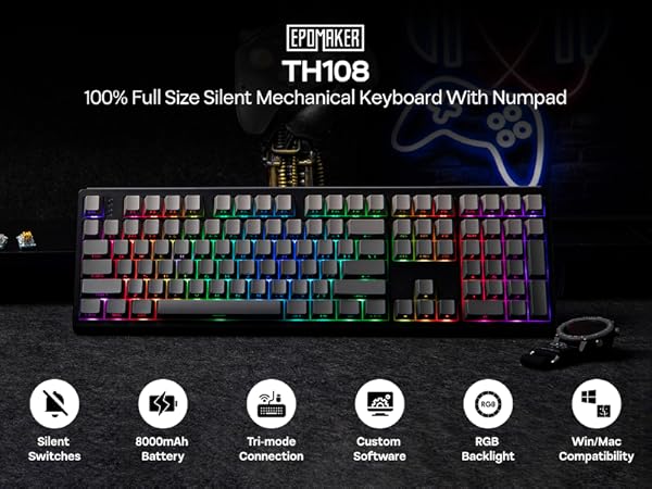 Amazon.com: EPOMAKER TH108 Full Size Mechanical Keyboard
