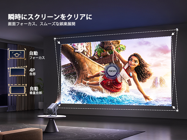 自動フォーカス＆自動台形補正