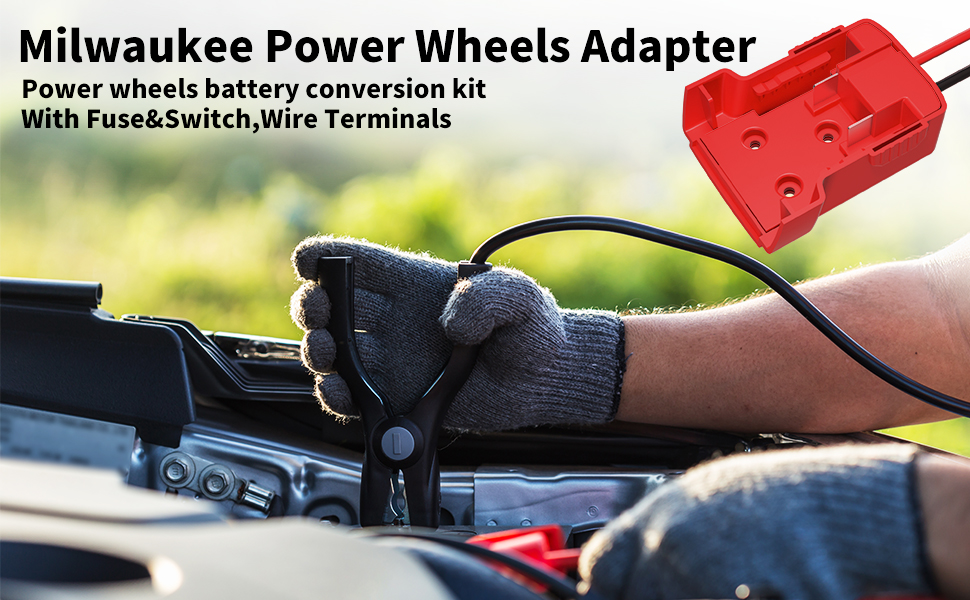 Power Wheel Adapter Set for Milwaukee 18V Battery with 14AWG Wire for Robotics, Work