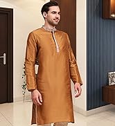 SKAVIJ Men's Kurta Pajama Set Art Silk Wedding Party Dress