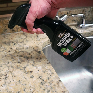 spraying countertop, cleaning kitchen, sink cleaning, brazilian carnauba