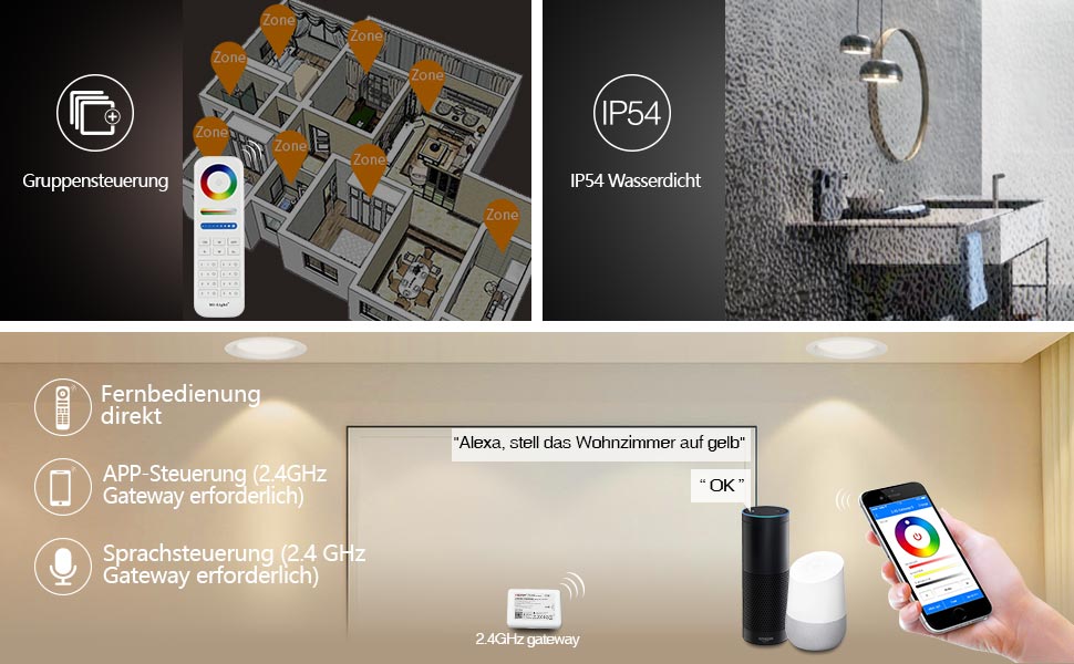 Eine Reihe von technischen Diagrammen und Installationsanweisungen, die die Montageverfahren für scheinbar an der Wand montierte Geräte zeigen.