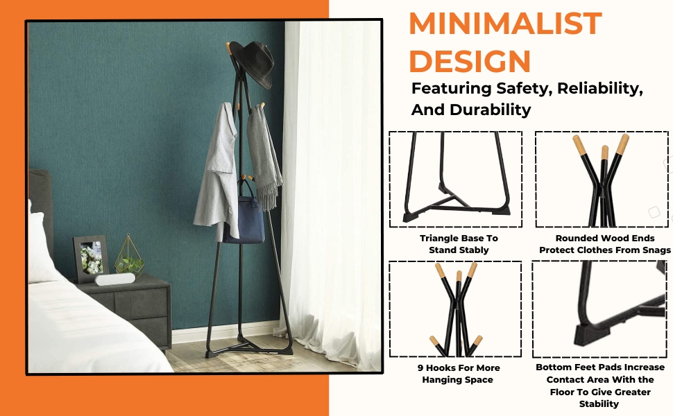 NOVECRAFTO Premium Free Standing Coat Stand 68 in 173 cm High Coat