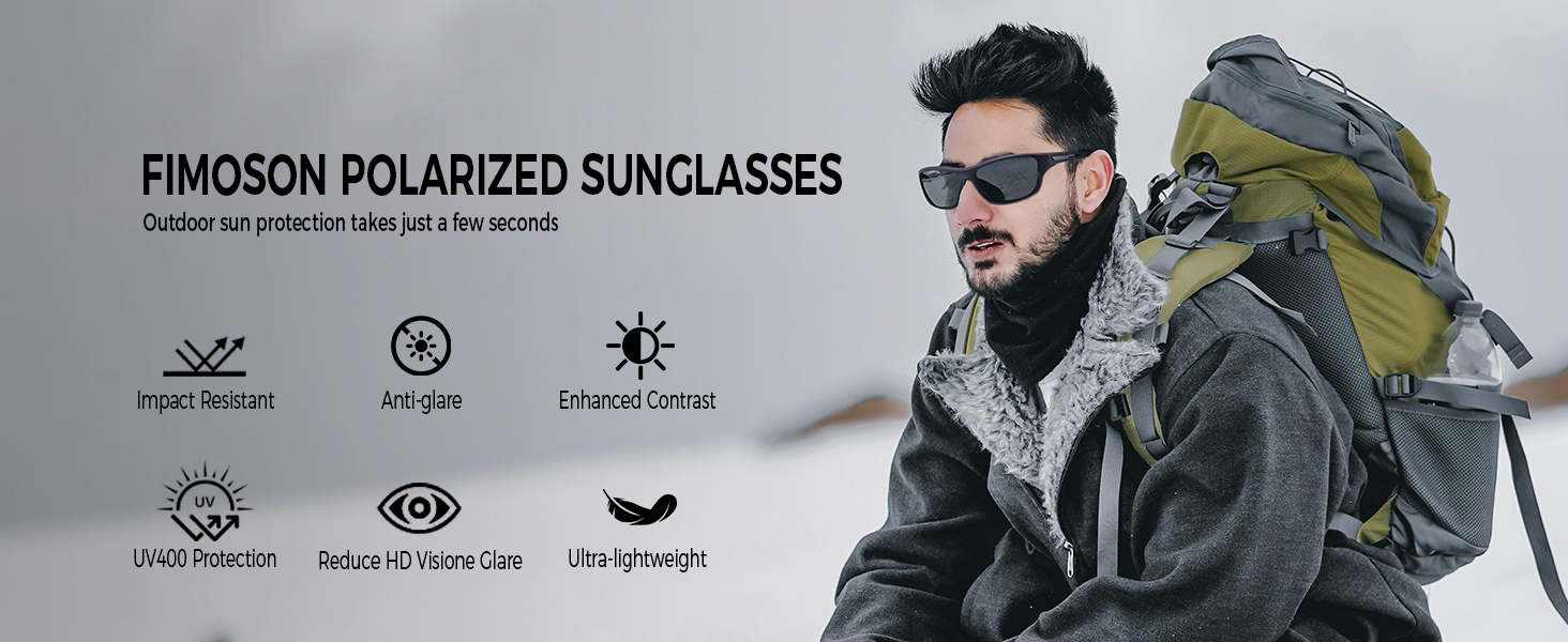 FIMOSON 2pcs Polarized Sports Sunglasses for Men Women