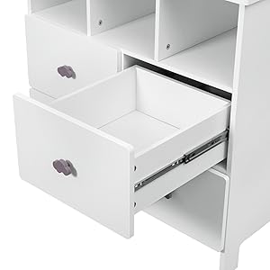 WOLTU Table à Langer En MDF Avec Tiroirs. Commode à 3 Étages Avec 3 Compartiments Ouverts Et 3 Tiroirs 80x48x82cm. Blanc WT006+WT007 13 1