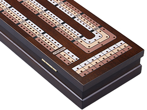 Wooden 3-track cribbage board game