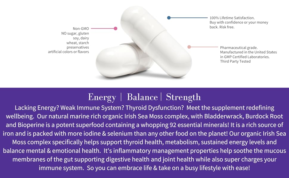 Organic irish sea moss pills whild crafted irish seamoss capsules