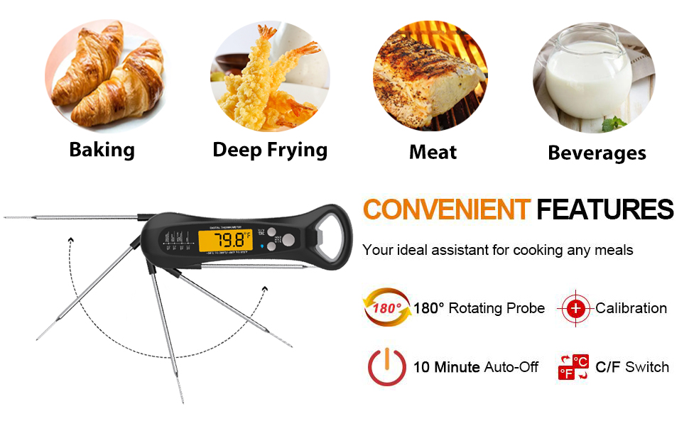 Instant Read Meat Thermometer, Digital Meat Thermometer for