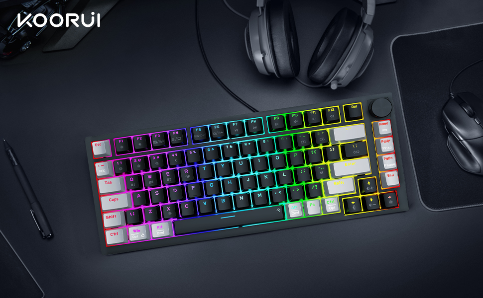 KOORUI Gaming Keyboards, 26 RGB Backlit Mechanical Keyboard Wireless