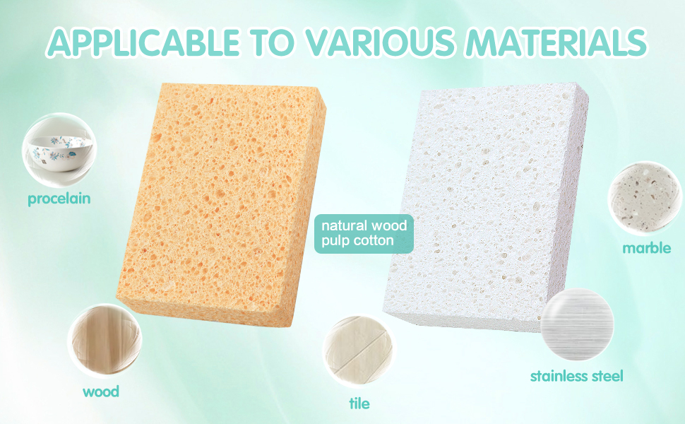 Big Kitchen Sponges, Cellulose Sponges for Washing Dishes, Non Scratch