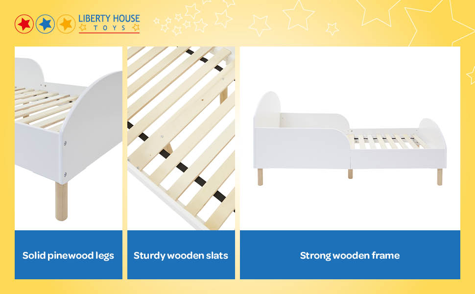 Solid bed, pinewood legs, bed slats