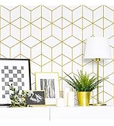 Peel and Stick Wallpaper Gold and White Contact Paper Geometric Wallpaper Self Adhesive Removable...