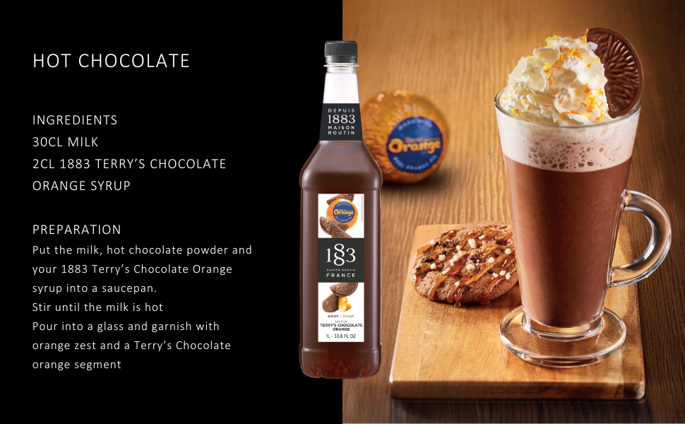  coffee syrup, cocktail syrup, maison routin 1883, premium syrup for drink, terry's chocolate orange
