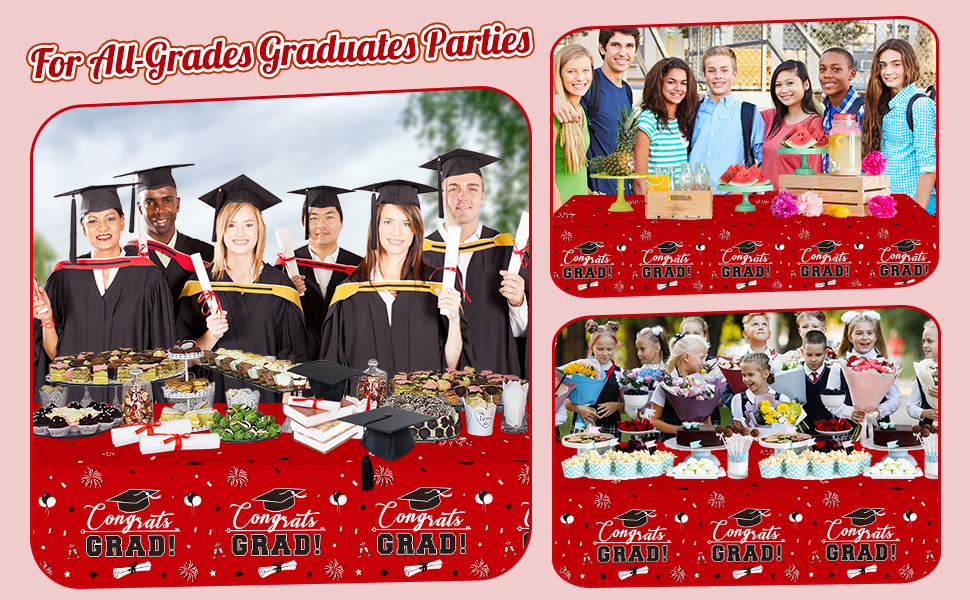 3 Pcs Graduation Tablecloth Congrats Grad Table Cloth for