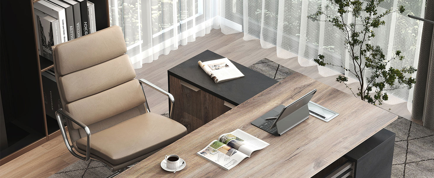 WESOME 78.74IN Adjustable Heigh L Shaped Executive Desk w