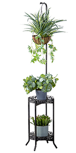 2-tier Hanging Plant Stand, Space-Saving Iron Planter Shelves Flower Pot Organizer Rack