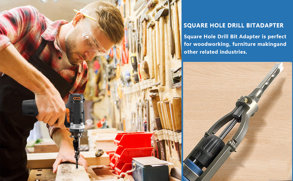 Woodworking Square Hole Drill Bits Adapter Bracket,Square Hole Drill