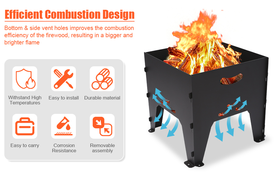 QuliMetal Portable Wood Burning Fire Pit with Storage Bag