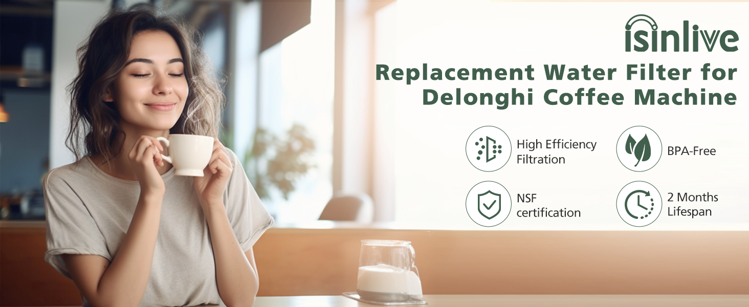 Water Filter for Delonghi Coffee Machine -Coffee Filter Replacement for DeLonghi DLSC002