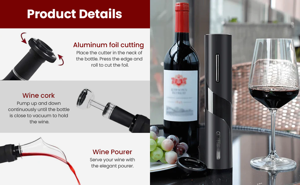 rechargeable electric wine bottle opener product details