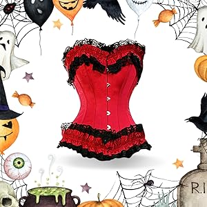 Amazon.com: CorsetsNmore Women's Red Satin Double Bone Front