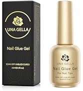 UNA GELLA 6 In 1 Gel Nail Glue for Clear Acrylic Nails Tips, 15ml Long Lasting Super Strong Brush...