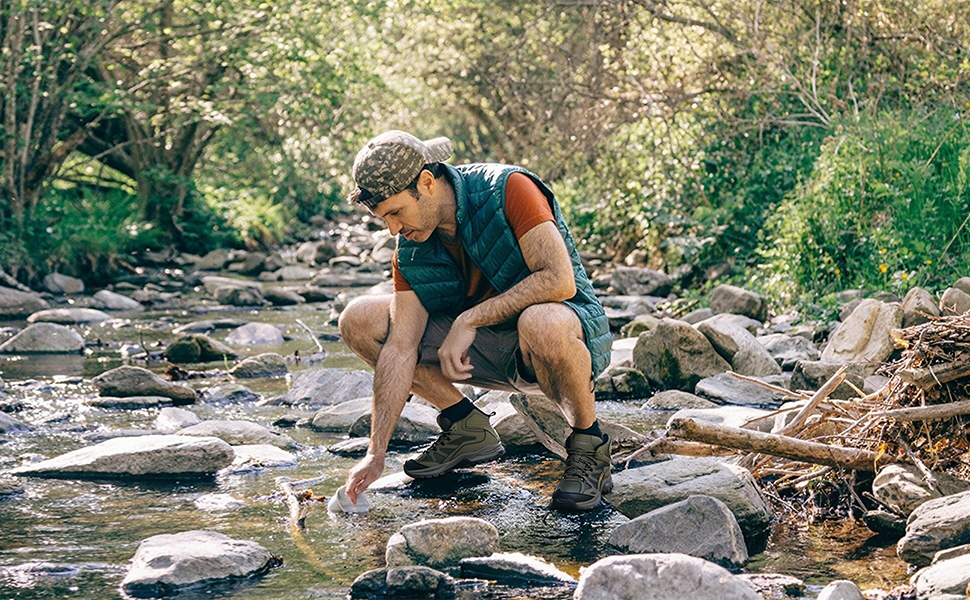 Men's Waterproof Hiking Boots Non-Slip Lightweight Trail Sneakers