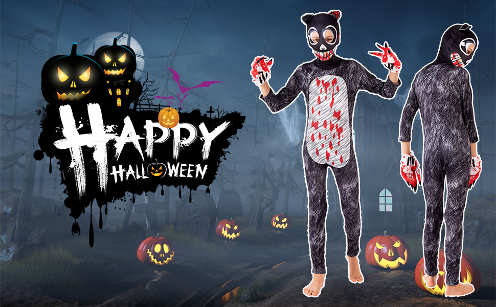 ALMDA Cartoon Cat Costume, Halloween Costumes for Kids, Boys horror