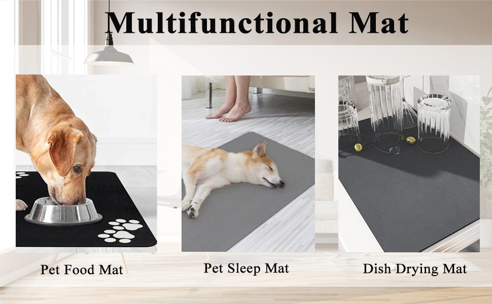 REESTBOO Dog Food Mat, Super Absorbent Diatomaceous Cat Food Mat Dog