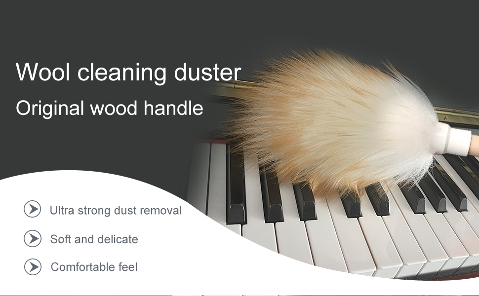 Wool Lambswool Cleaning Brush Duster,Wood Handle,Hanging