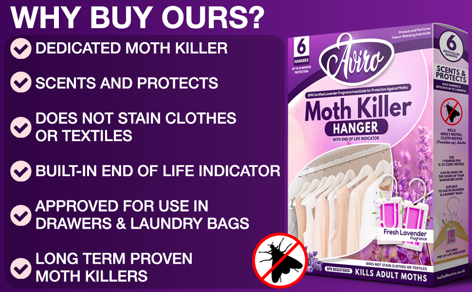Aviro Moth Repellent for Wardrobes 6 Moth Killer Hangers with Natural