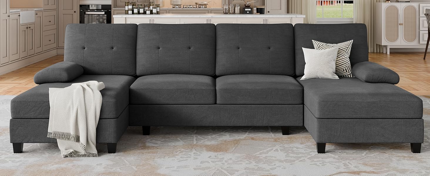 JAMFLY Sectional Sofa Couches for Living Room, U Shaped
