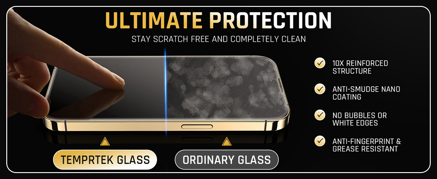 TEMPRTEK iPhone 14 Screen Protector With Camera Lens Protector