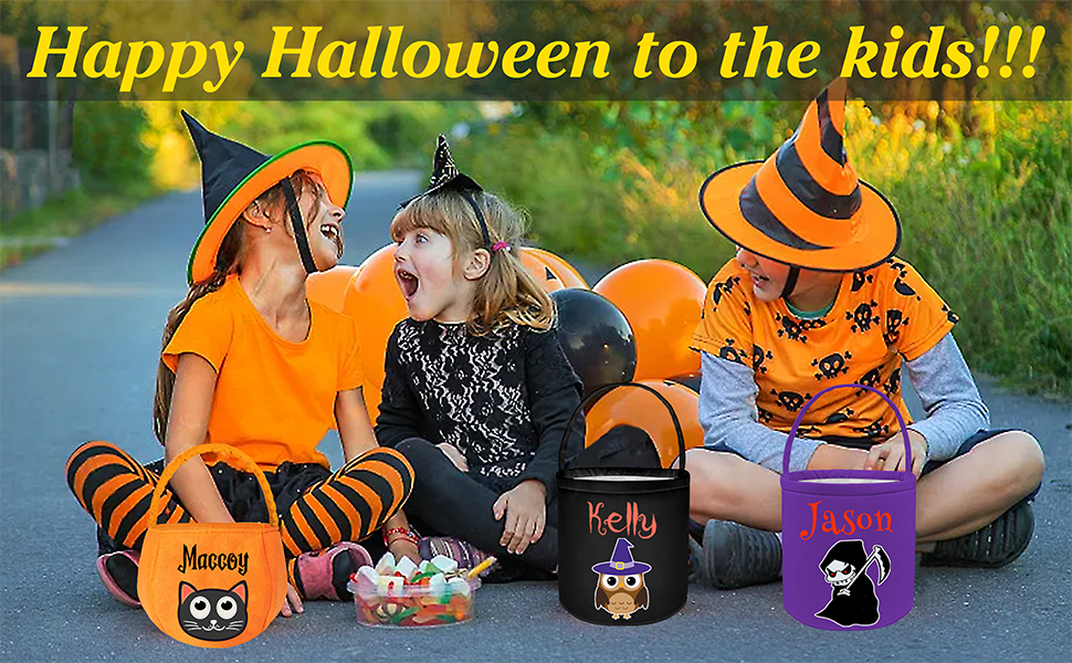 Personalized Halloween Bucket Basket Bags for Trick or