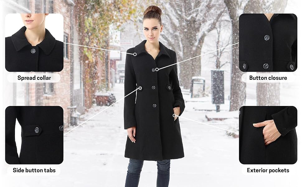 Amazon.com: BGSD Women Heather Wool Blend Walking Coat (Also
