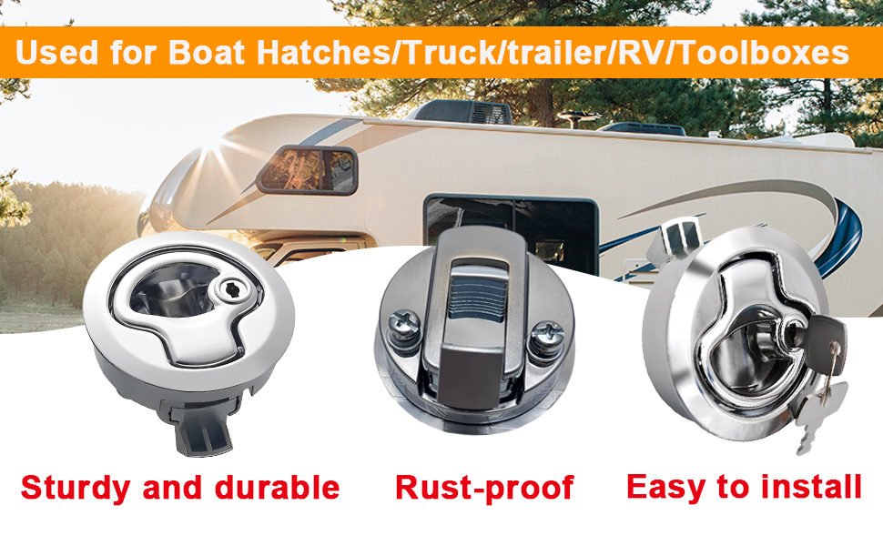 evan Boat Latches, 3 Pack RV Flush Slam Latch, Metal Boat