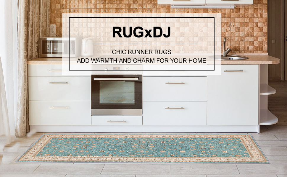 RUGxDJ Boho Runner Rug 3x10 Washable Kitchen Rug Persian