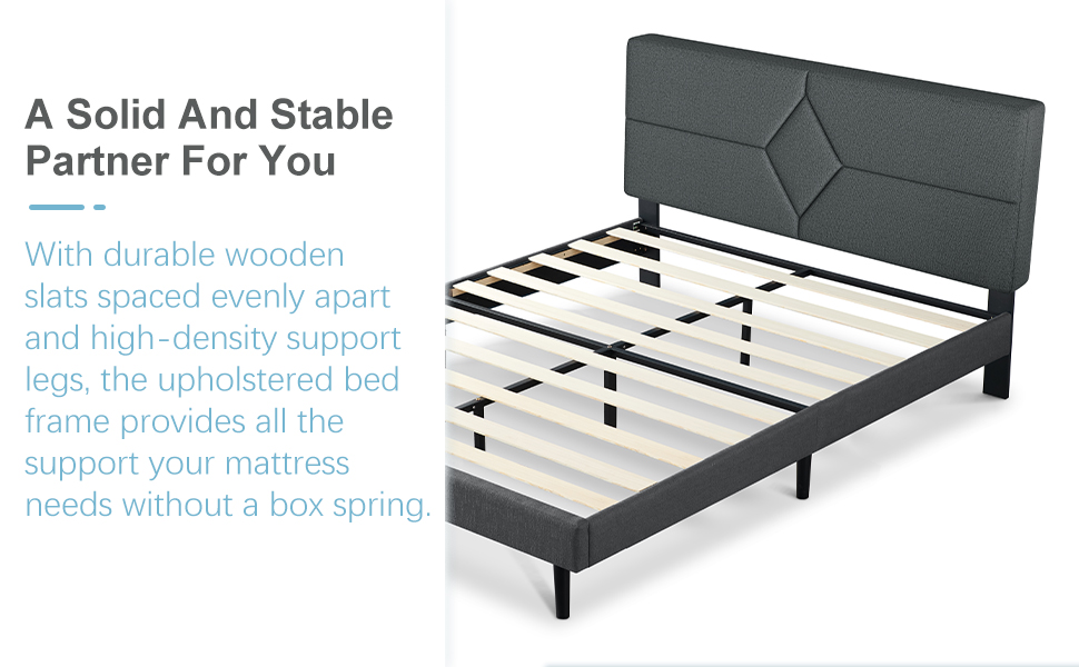 Queen Bed Frame,Ssecretland Queen Size Bed Frame with Headboard/No Box