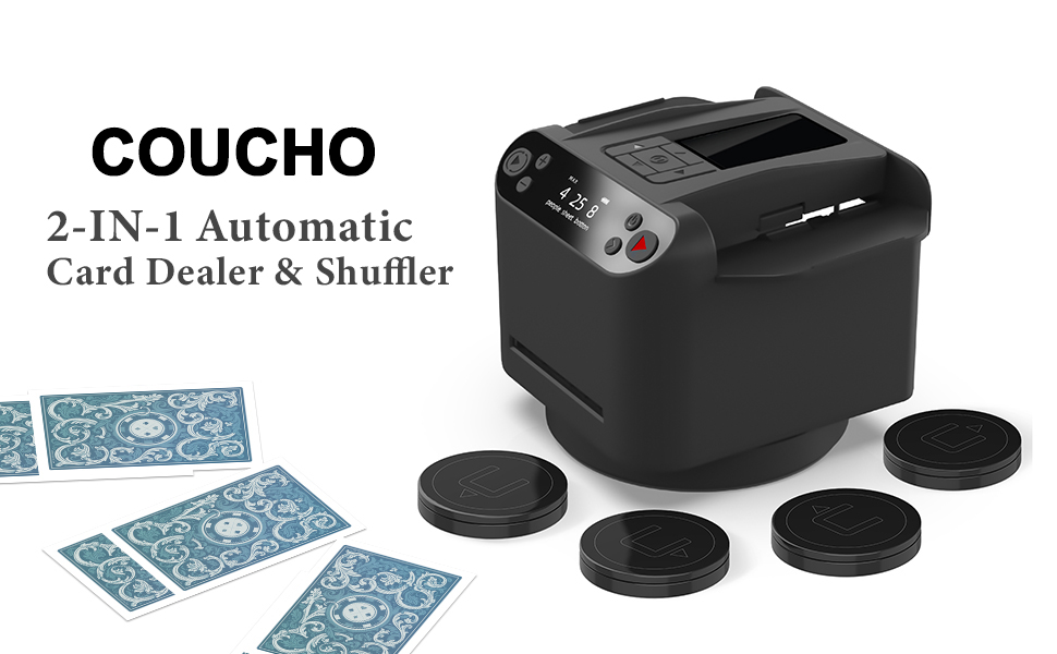 Automatic Card Dealer & Shuffler Machine, 2in1 360° Rotating Smart