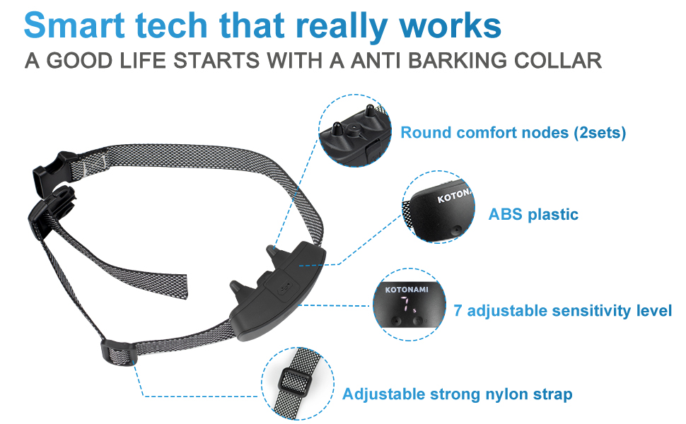 Anti Bark Collar, Rechargeable Anti Barking Dog Collar,Safety Humane