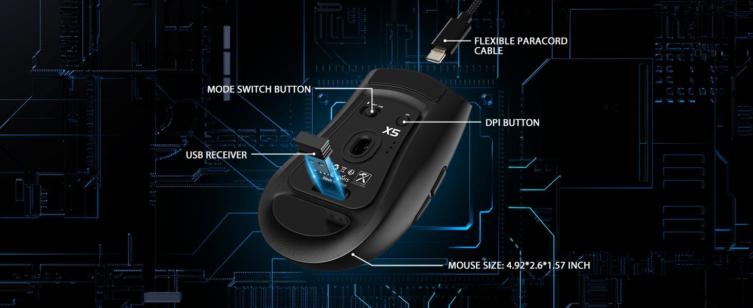 Amazon.com: ATTACK SHARK X5 Wireless Gaming Mouse with Tri-Modes BT 5.1 ...