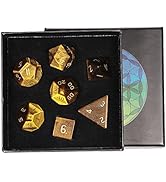 rockcloud Tiger's Eye DND Polyhedral Dice Set of 7, Healing Crystal Stone Hand-Made Dices with Di...