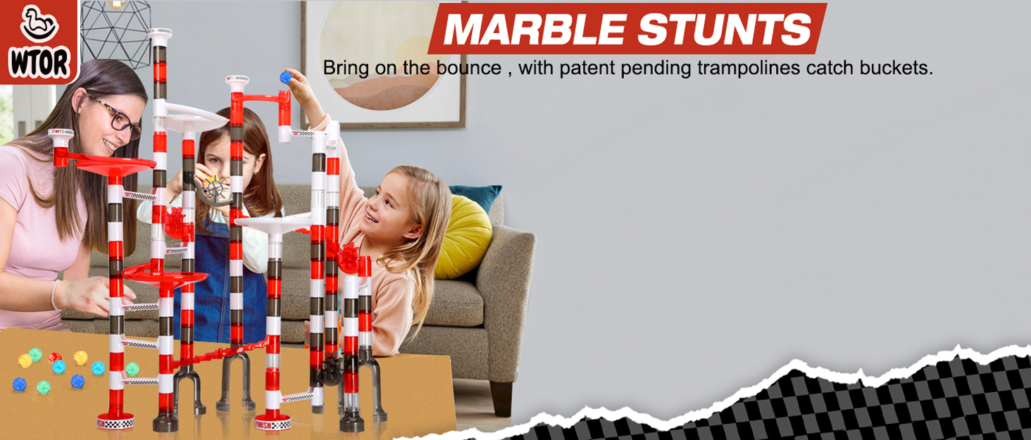 WTOR Toys 216Pcs Kids Toys Marble Run Super Set Toys Marble Maze Game