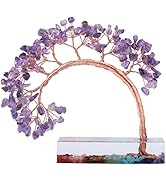 rockcloud Amethyst Crystal Stone Money Tree with Chakra Resin Base, Handmade Feng Shui Bonsai Tre...