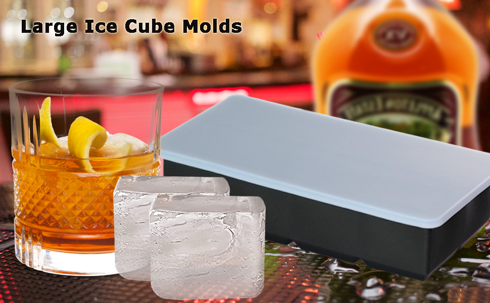 TeQable Premium Large Ice Cube Tray Big 2Inch Square Silicone Ice Cube Molds with
