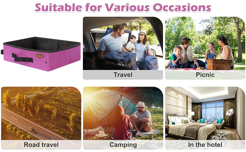 Deblue Portable Cat Travel Litter Box in Car, Collapsible